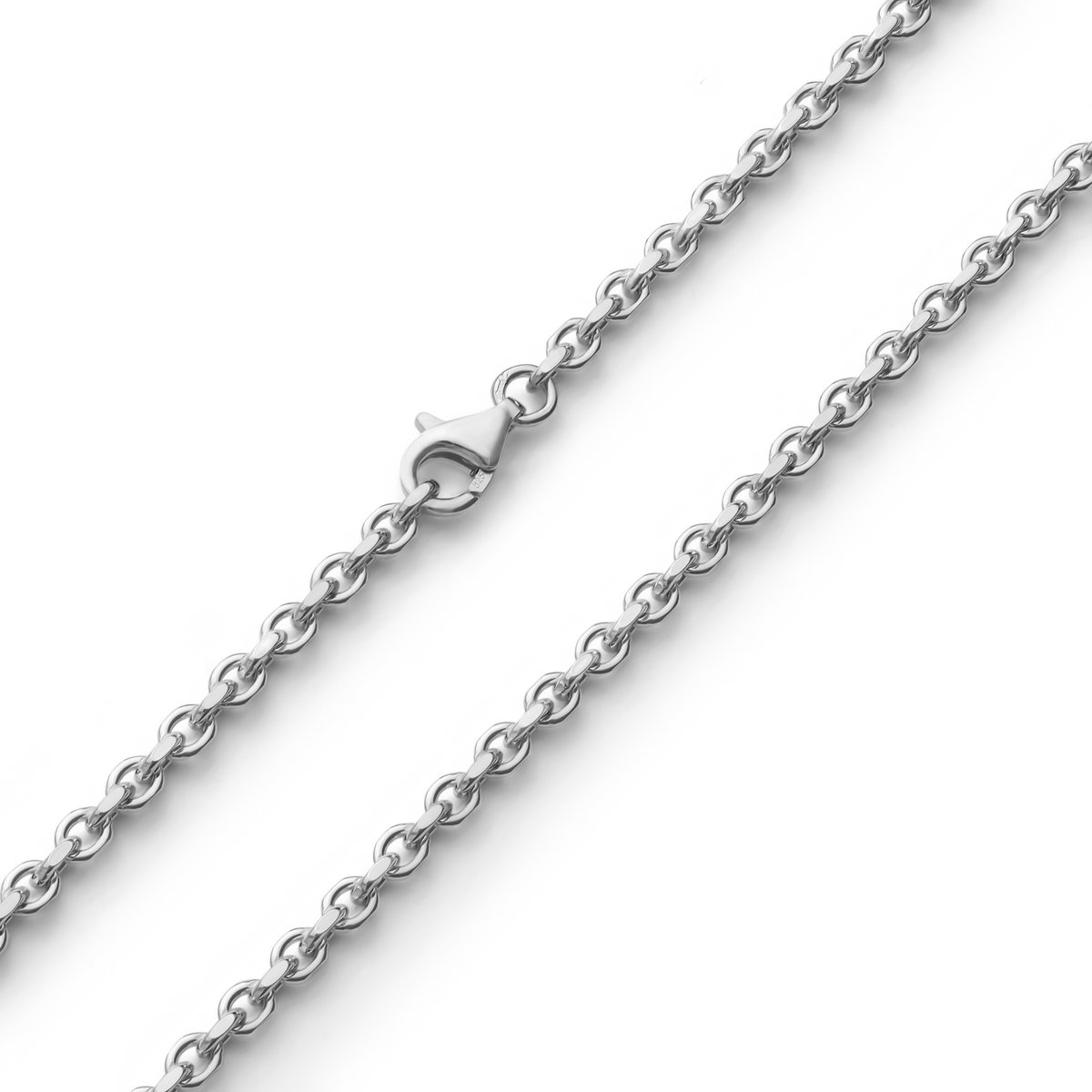 JUXE24-Anker ketting-Anchor chain-massief 925 zilver-2,7 mm breed-55 cm lang-11 gram-2 zijdig geslepen