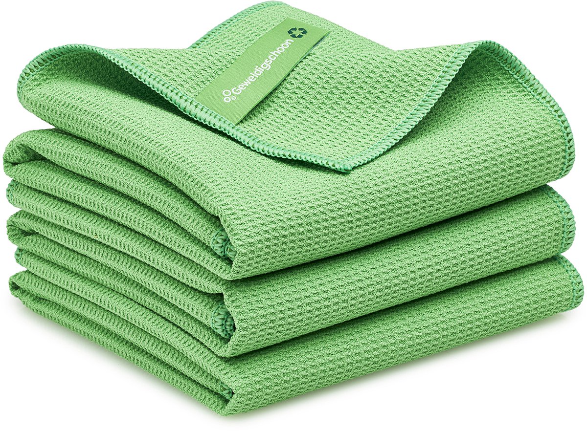 Geweldigschoon Droogdoeken - 45x60cm - 3 stuks - Microvezeldoeken - Maat M - Groen