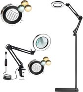 W&Z® Staande Loeplamp met LED-verlichting - Loep vergrootglas - 72 LEDs Leeslamp, Bureaulamp, Werklamp -10x vergroting - 130 cm - Dimbaar