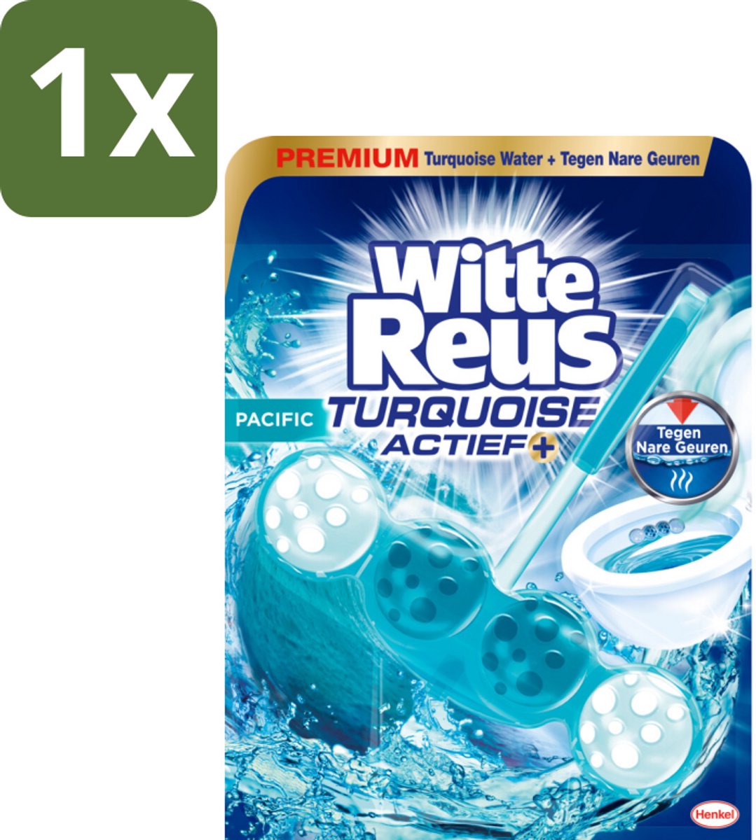 1 x Witte Reus - Turquoise Actief Toiletblok - 1 Toiletblok - Toiletblok - Reinigingsblok - Turquoise Water - Schuim - Frisheid
