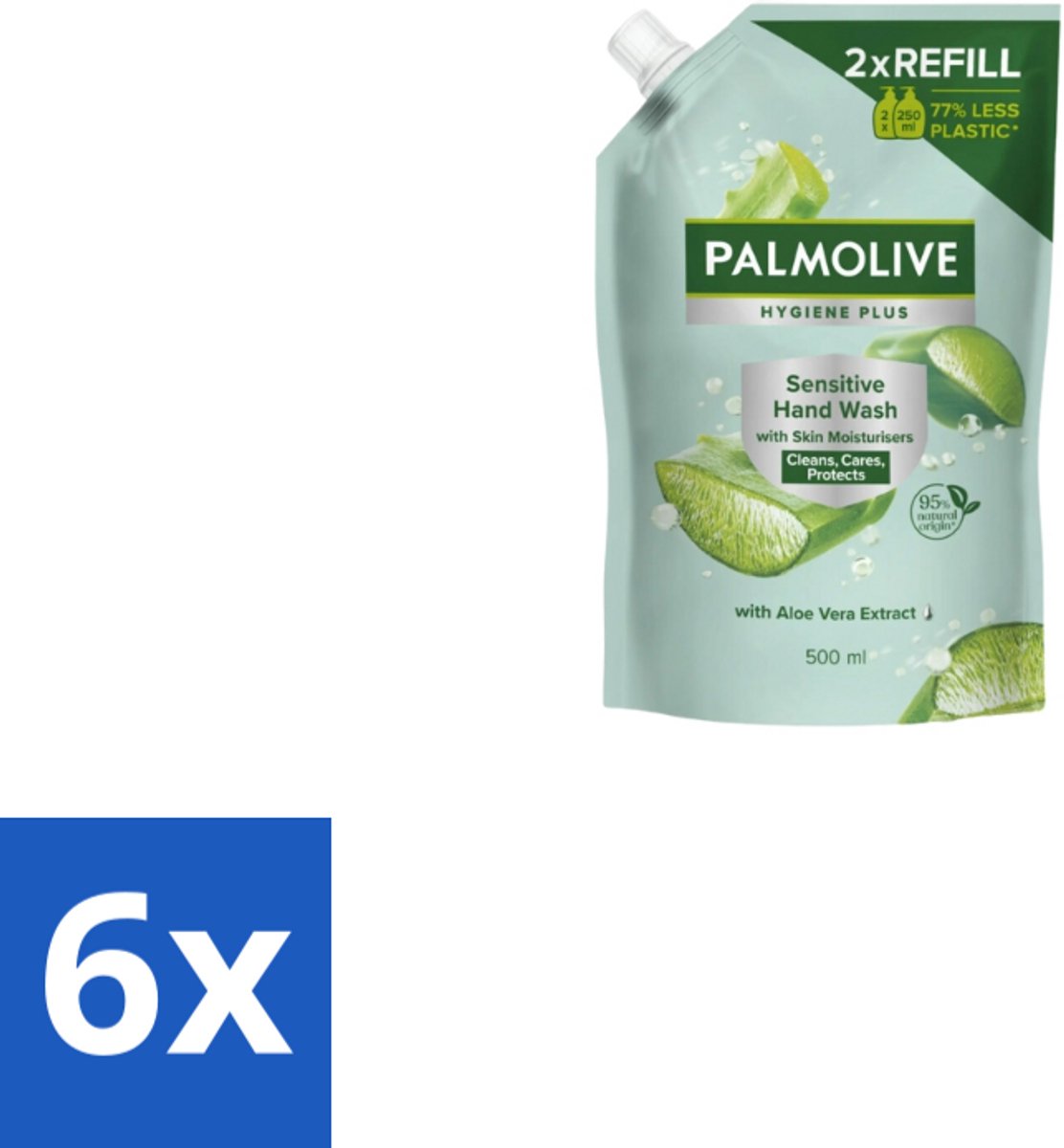 Palmolive – Handzeep Navulling – Hygiene Plus Sensitive Antibacterieel – 500 ml - Voordeelverpakking - 6 stuks
