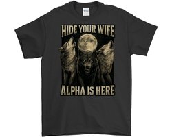Wolf Shirt – HIDE YOUR WIFE – Alpha Outfit – Unisex T-Shirt voor Dames & Heren – Origineel Cadeau