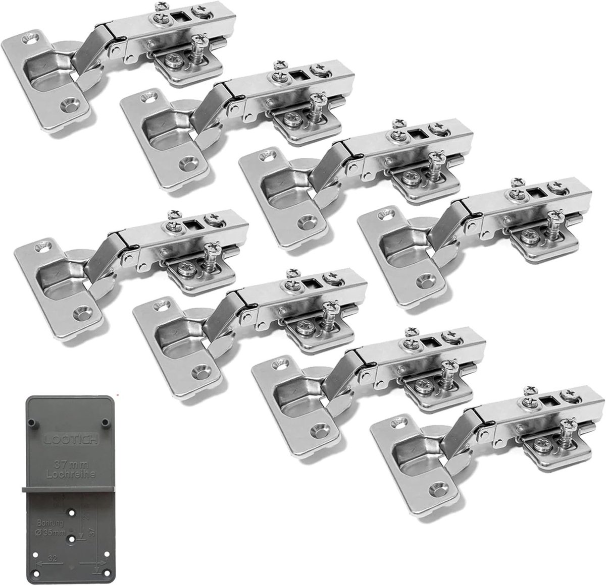 Soft Close Scharnieren 35mm met Hydraulische Demper voor Keukenkastdeuren - Automatische Inbouwdemping - Set van 8 Stuks