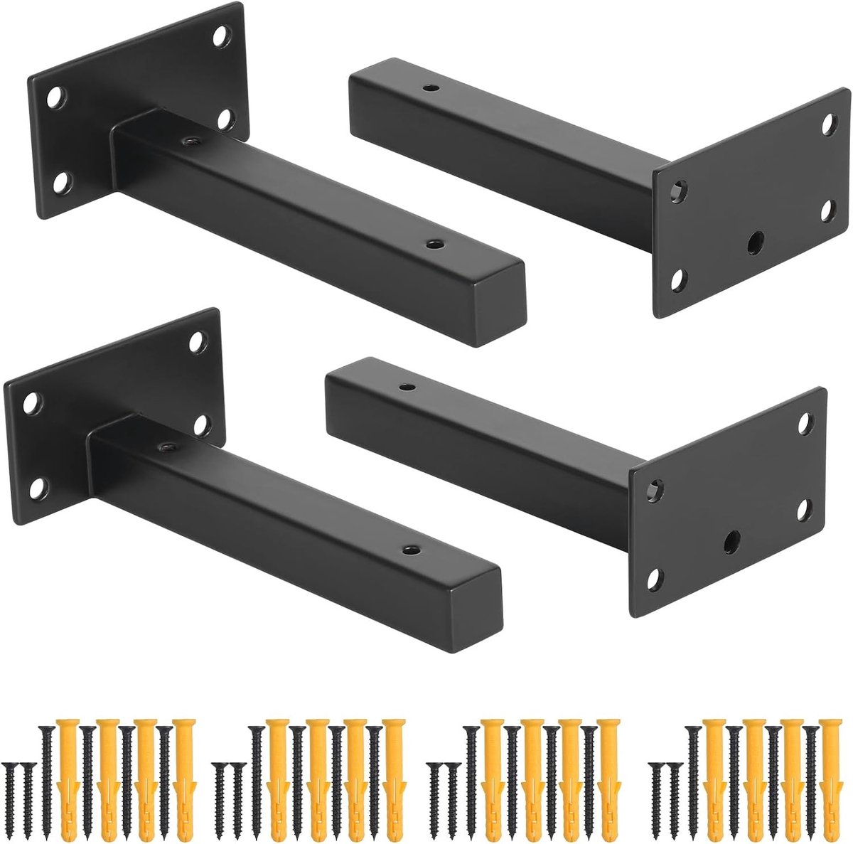 Zware metalen wandplankensteunen - 4 stuks, industrieel ontwerp, 20mm dik, tot 60kg draagvermogen, perfect voor opslag en decoratie