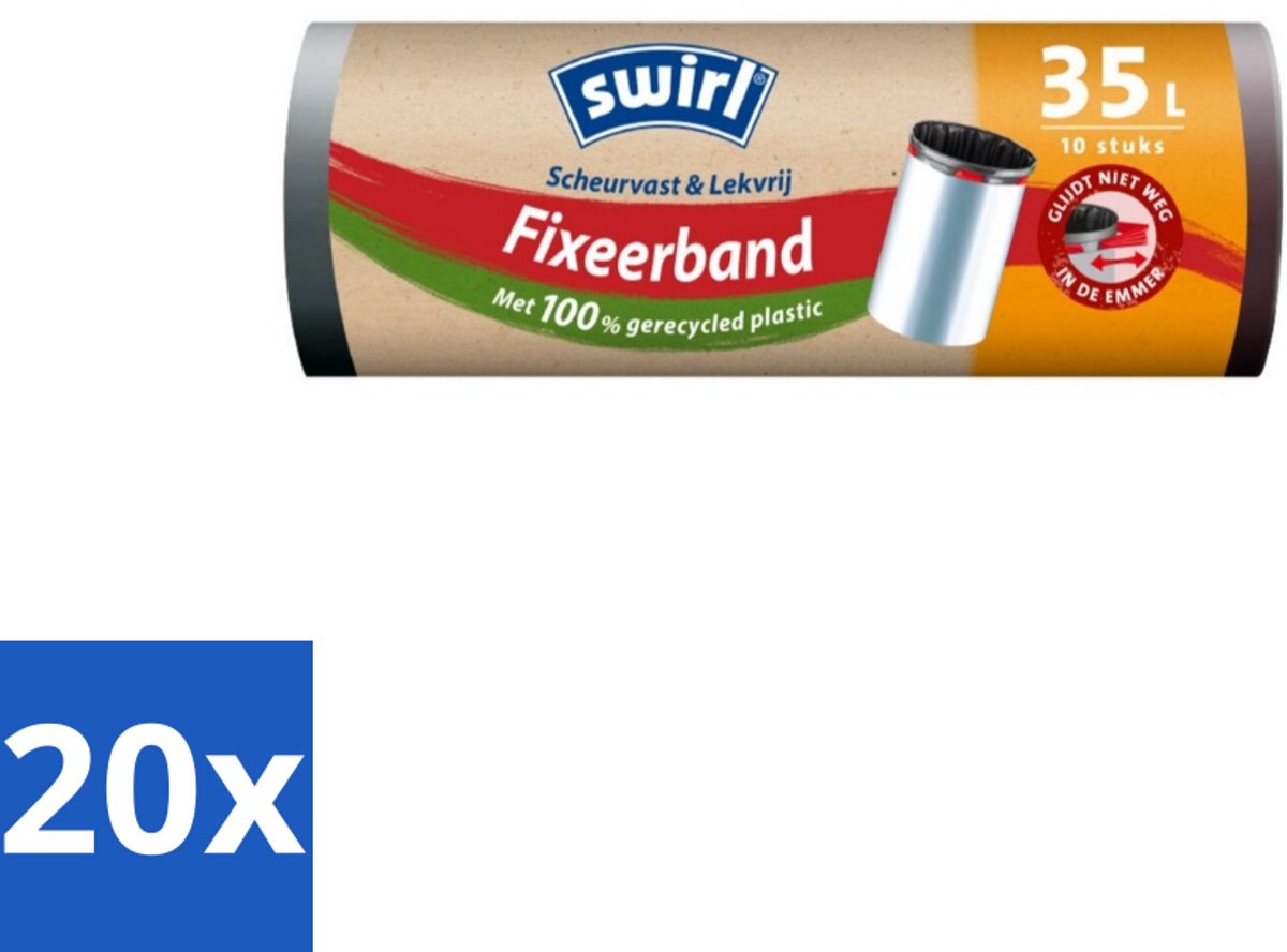 Swirl – Pedaalemmerzakken – 35 L – Fixeerband – 10 zakken - Bulkverpakking - 20 stuks