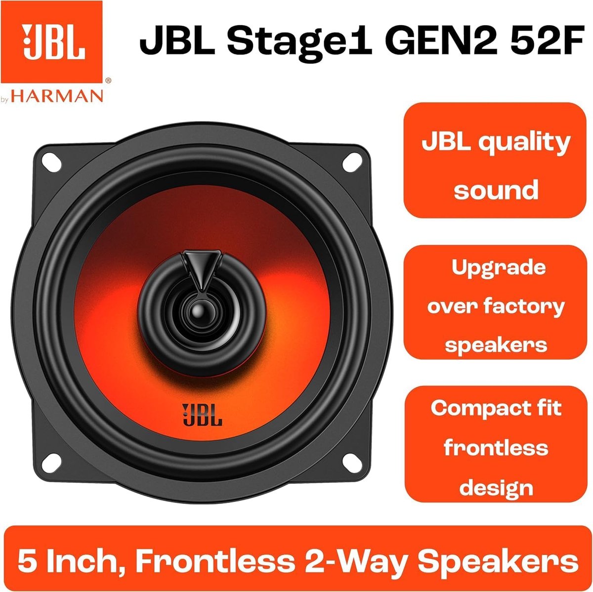 JBL STAGE1 GEN2 52F - Autospeakers - 13 cm - 2-weg Coaxiaal - 320 Watt - Zonder Grill - Luidspreker – foto 3