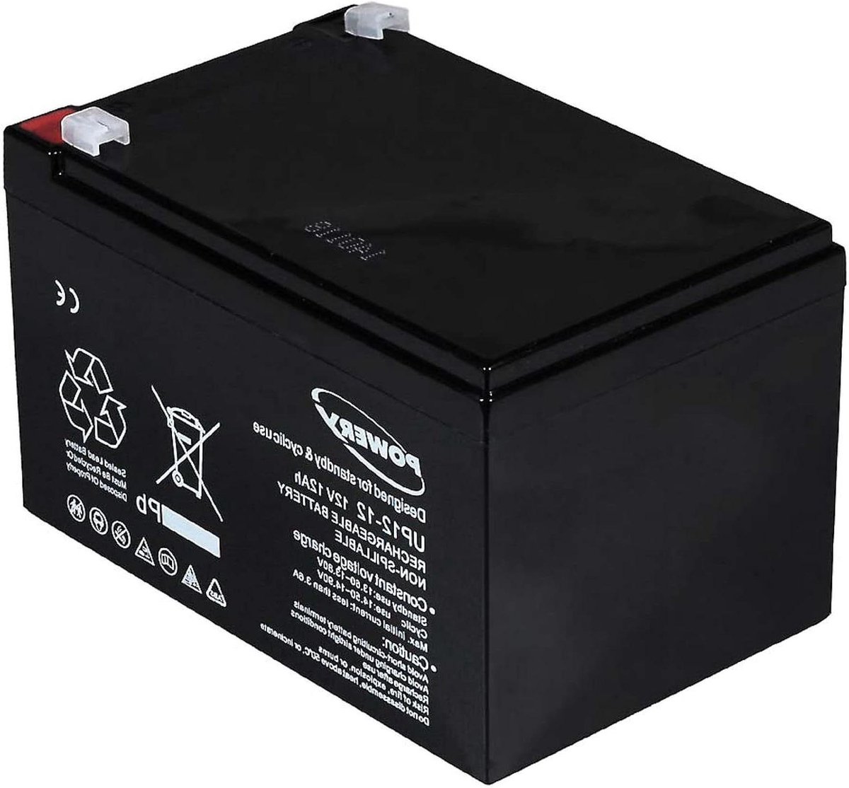 Lood-Gel Accu - Oplaadbare Batterij - Stroomvoorziening Installaties - Onderhoudsvrij Gesloten Systeem - 12Ah - Zwart