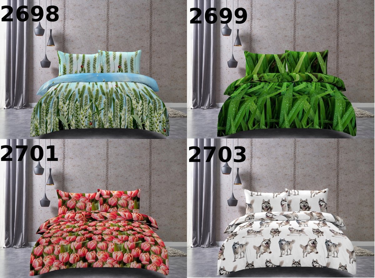 Dekbedovertrek Set 160x200cm 3 Delig Groen Boho 3D Effect