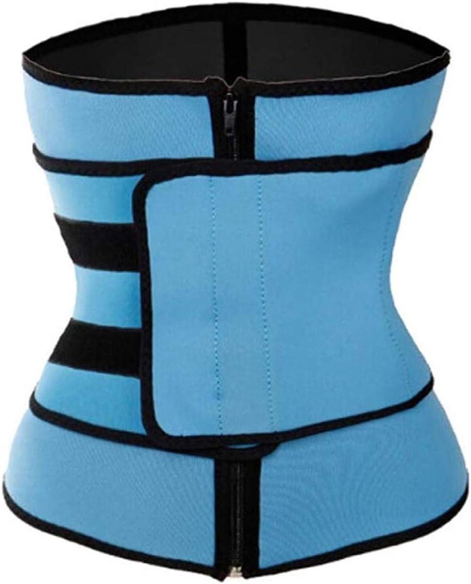 Taille Trainer Riem - Lichaamsvormende Band - Sporten en Fitness - Met Rits Sluiting - 3XL - Blauw