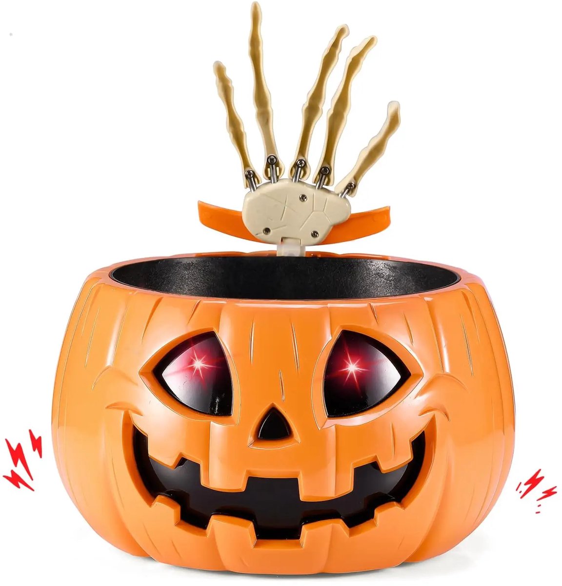 Halloween Snoepkom met Licht, Geluid en Bewegende Hand – Trick or Treat Snoepschaal 22x15 cm