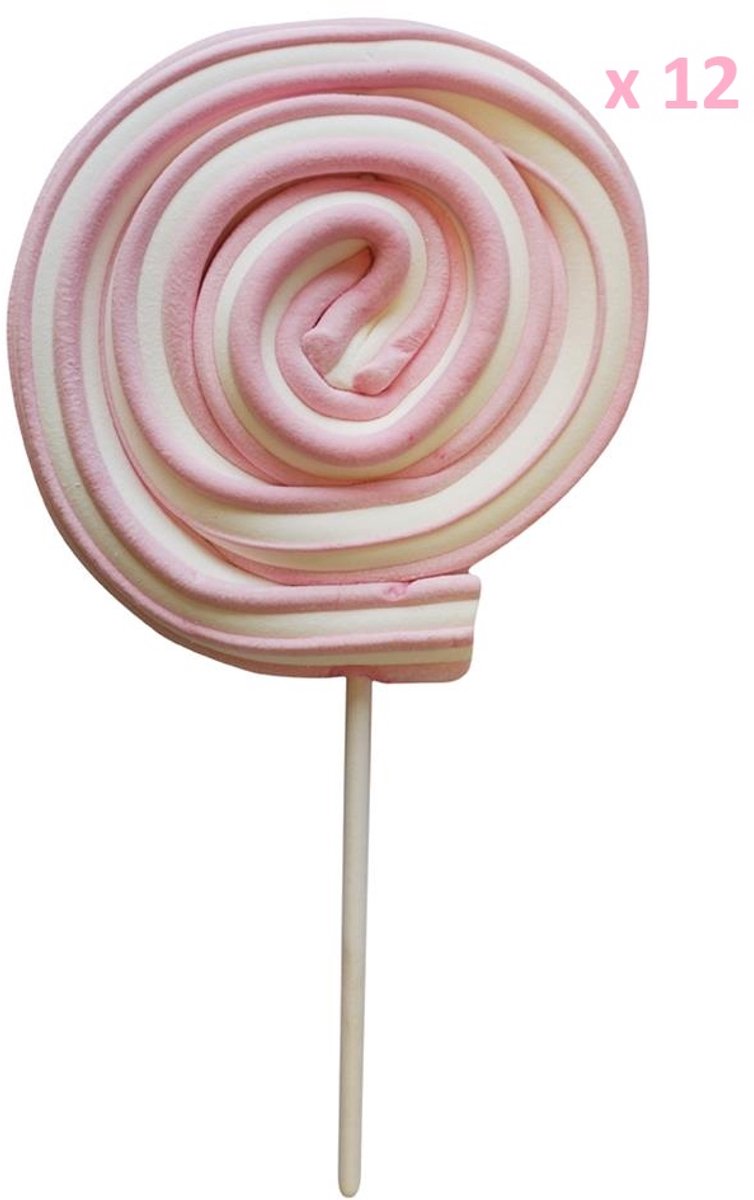 Lollywood Marshmallow-Twist snoep spek lolly ROZE - 12 stuks van 80g