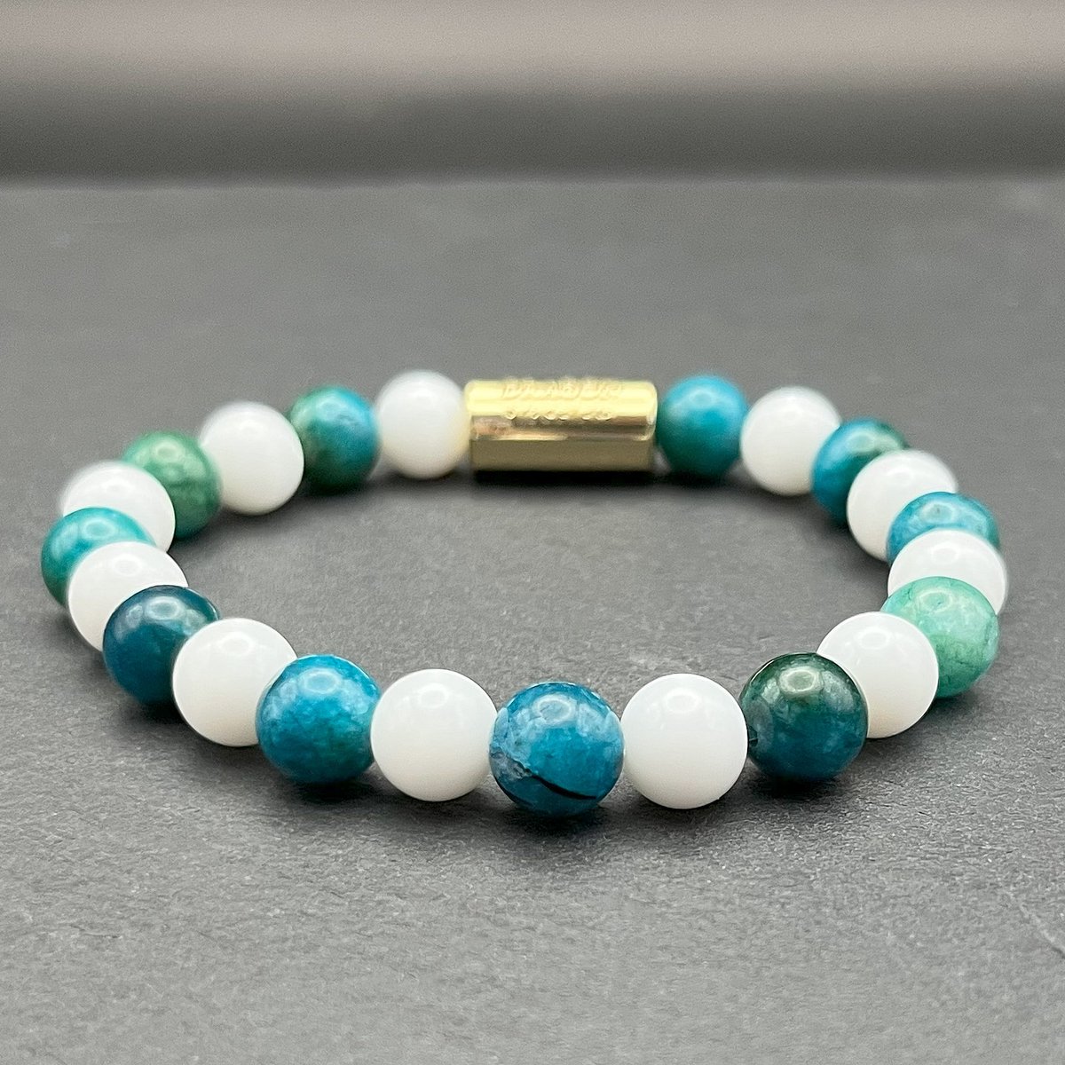 Dragon Bracelets® - Dames Armband - Essentials Riviera White - Natuurstenen - Amazoniet - Turquoise - Wit - Blauw - Groen