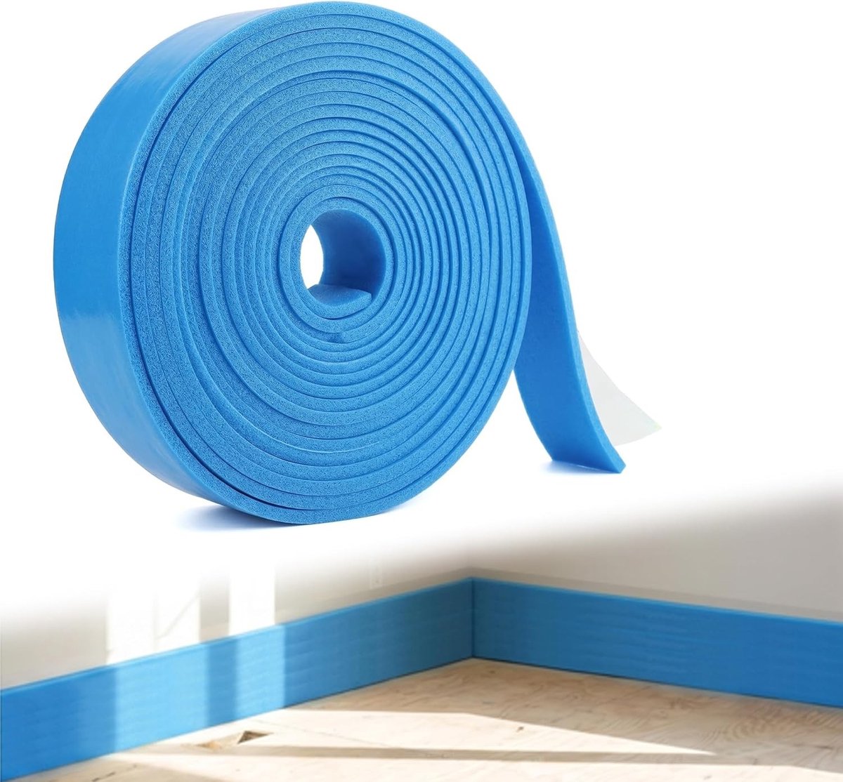 Randisolatiestrip - Blauw - 100 mm x 5 mm x 10 m - Zelfklevend EPE-schuim voor Vloerverwarming en Muren