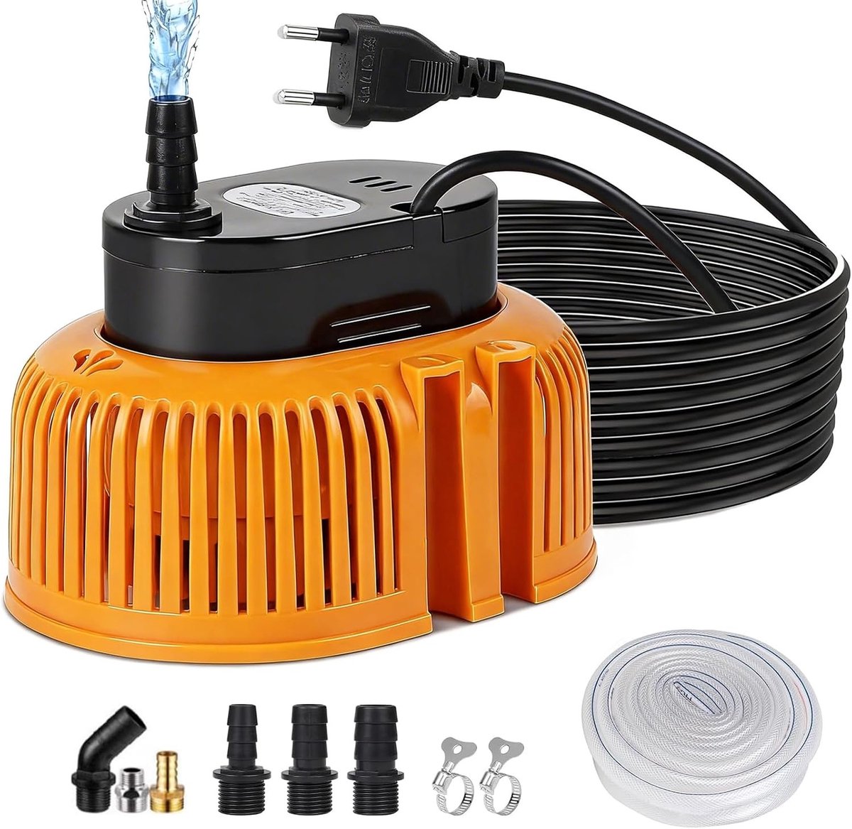 Krachtige dompelpomp 75 W met 3200 l/h, 7.2 m kabel, 6 adapters en 5 m slang voor efficiënt waterafvoer en bescherming tegen waterschaarste