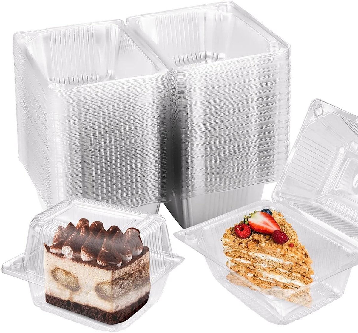 60 stuks cupcake dozen - 14cm x 10cm - individuele cake dozen met deksel - voor muffins, salades, burgers en pasta