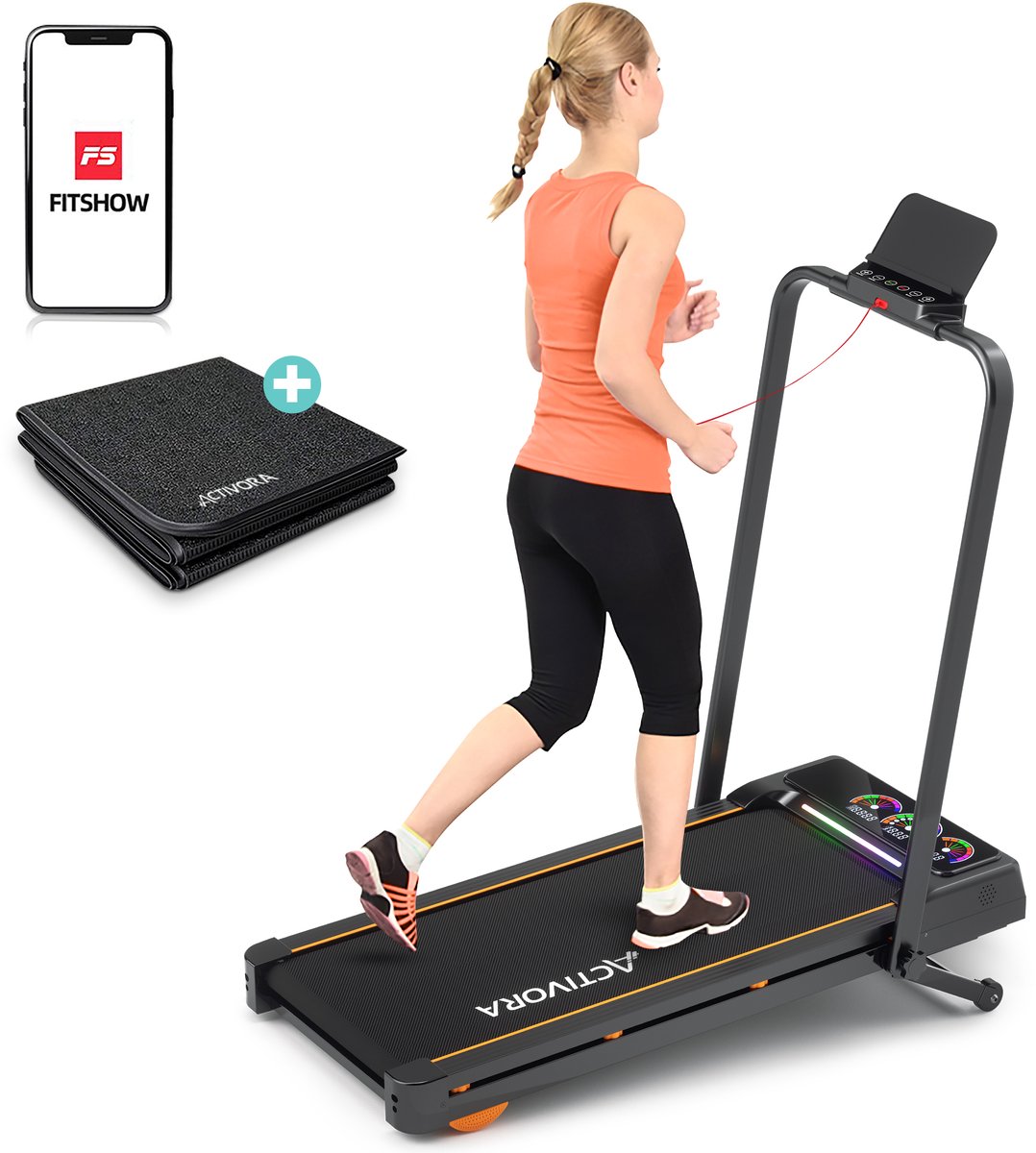 Loopband met Automatische Incline (8%) - Automatische helling - Inclusief antislipmat en app - Led scherm - 1 t/m 12 km/u - Inklapbaar - Walking pad - 8% Automatische Hellingfunctie - Loopbanden voor thuis - Wandelband - Hometrainer - Treadmill