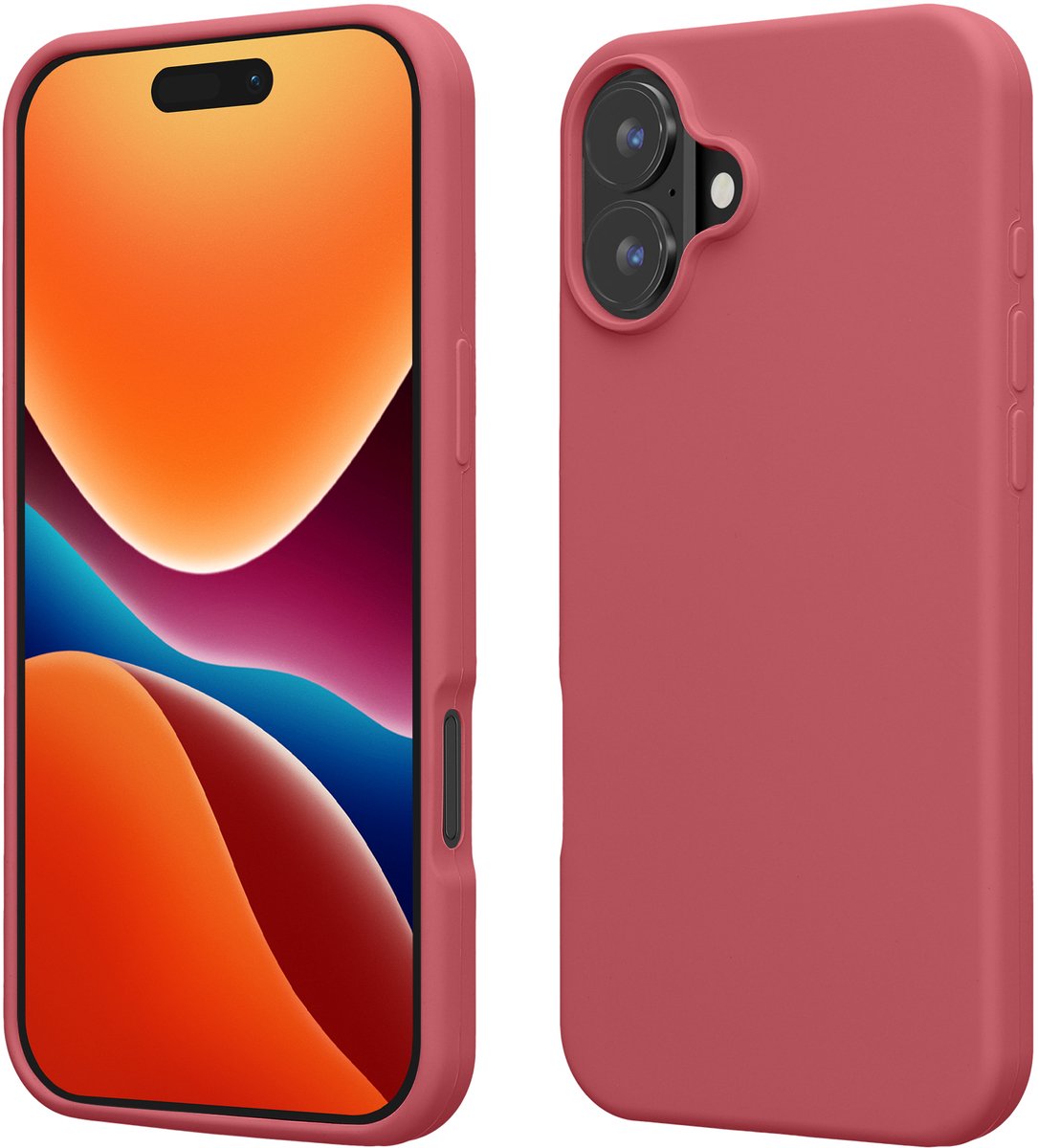 kwmobile telefoonhoesje geschikt voor Apple iPhone 16 - Hoesje met siliconen coating - Smartphone case in donkerroze