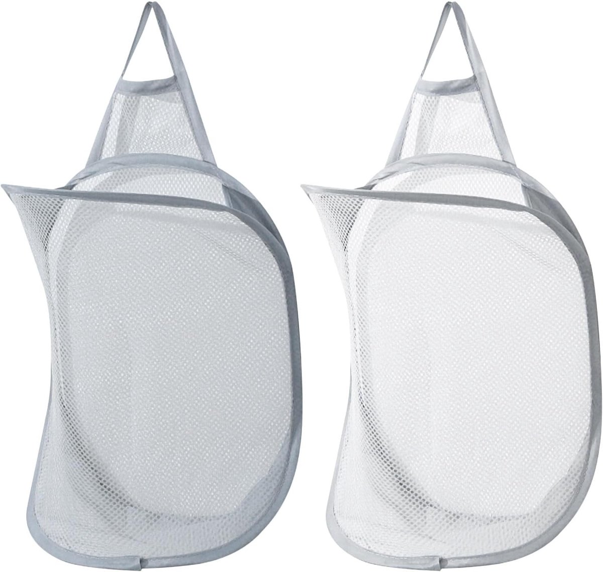 Vouwbare Wasmand Set van 2, 40 x 29,5 cm, Wit en Grijs, Ideaal voor Thuis en Camping