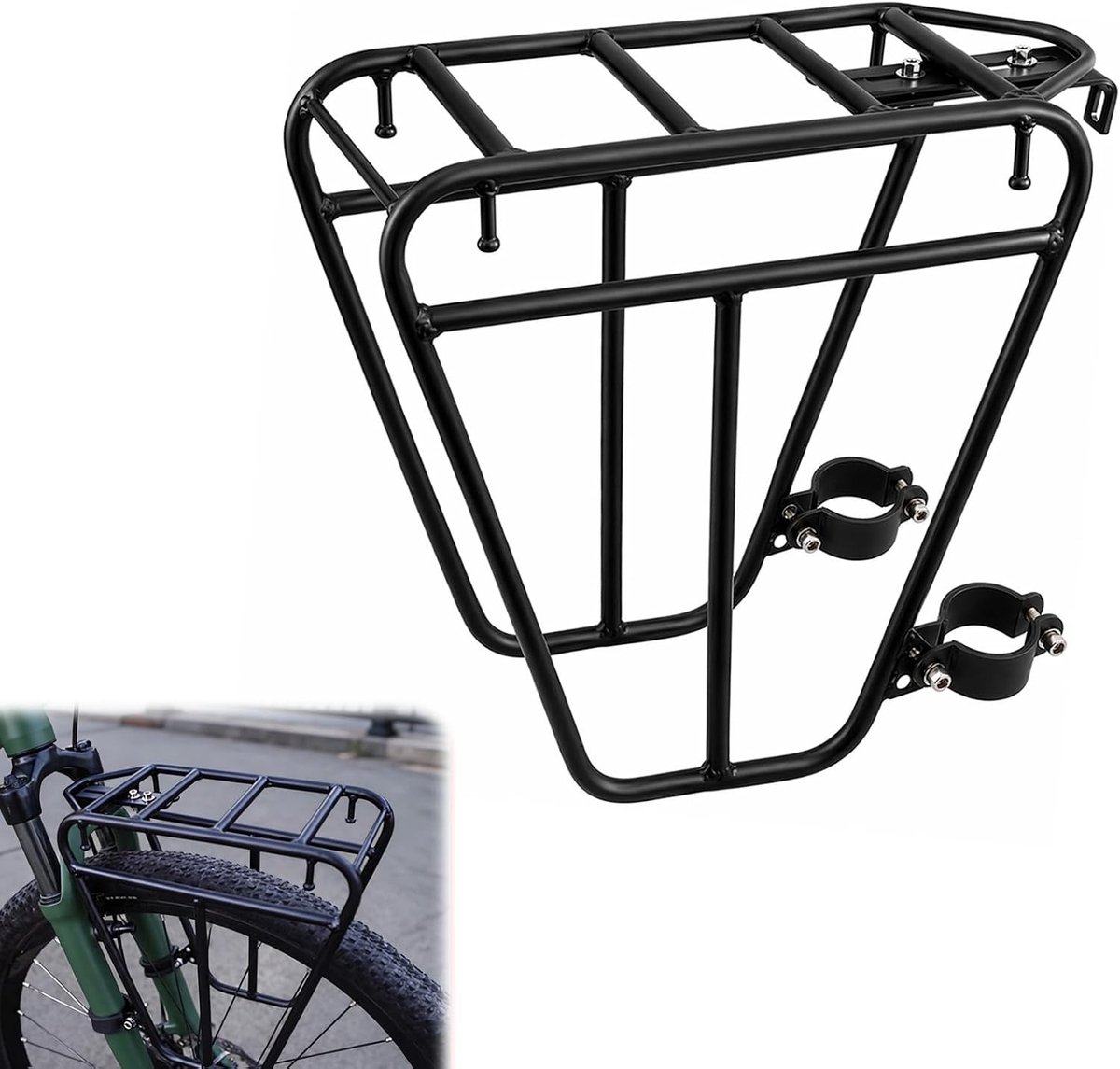 Universele voorwiel- en voorbagagedrager voor fietsen, ideaal voor extra bagage en accessoires