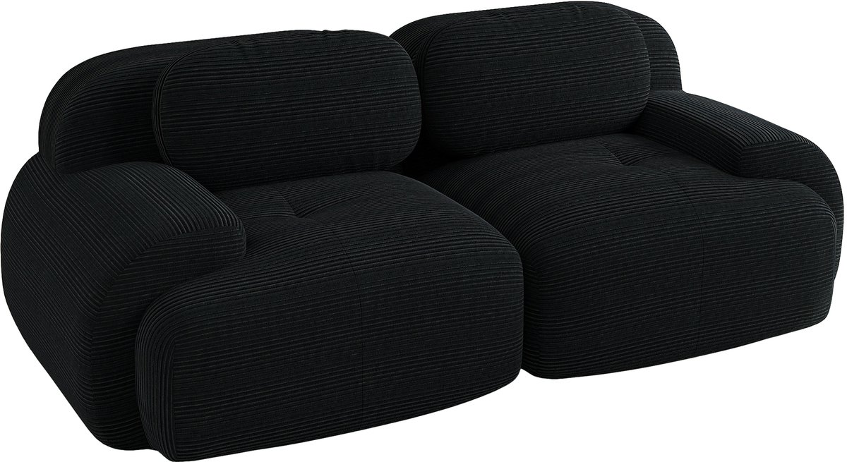 2-Zitsbank - Modulair Corduroy Frame-loos Loveseat - Zwart