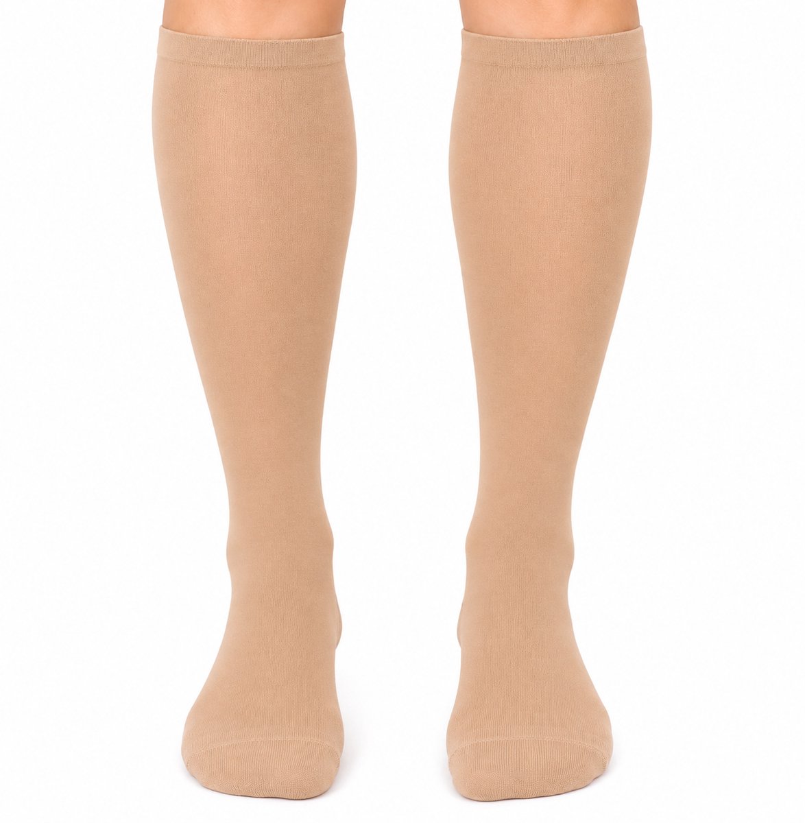 ARCH Compressiekousen / Steunkousen CCL1 – 18–21 mmHg – Dames & Heren – Ondersteuning voor Zware & Vermoeide Benen – Kniehoog – Gesloten Teen – Beige – Maat 2