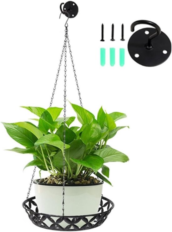 Stijlvolle metalen plantenhangers voor binnen, met plafondhaken en hangkettingen voor bloemen en groen