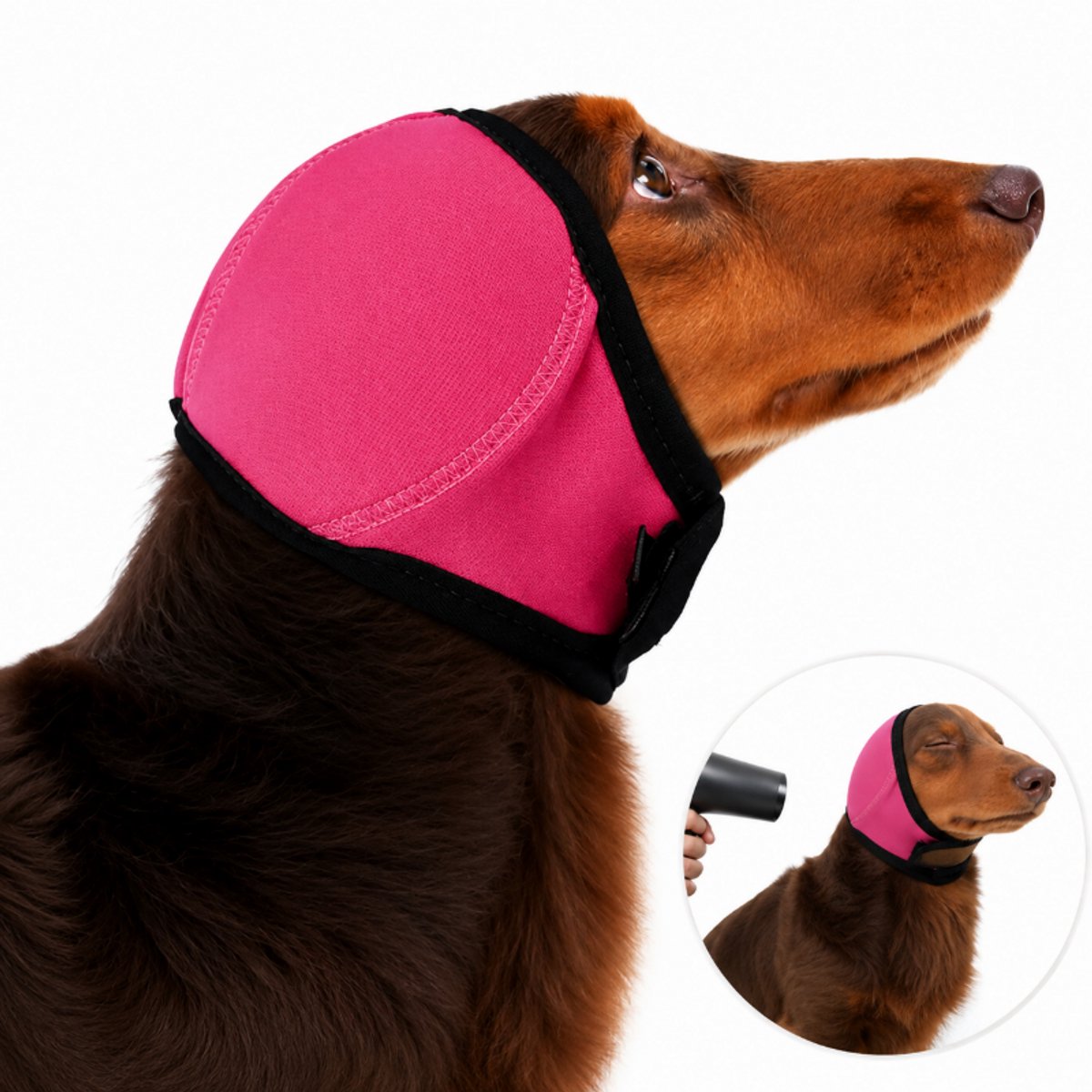 Geluidsdempende Oorkappen Honden - Elastische Oorkap - Vuil, Vlekbestendig, Waterdicht, Geluidsdicht - Voor Vuurwerk, Hondenbad , HondenföHnen - Roze, L