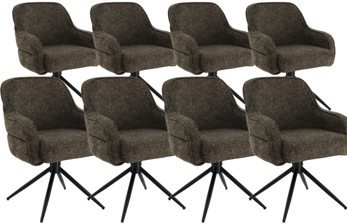 DS4U® - Loisa armstoel met terugdraaifunctie - Set van 8 - Groen - Stof