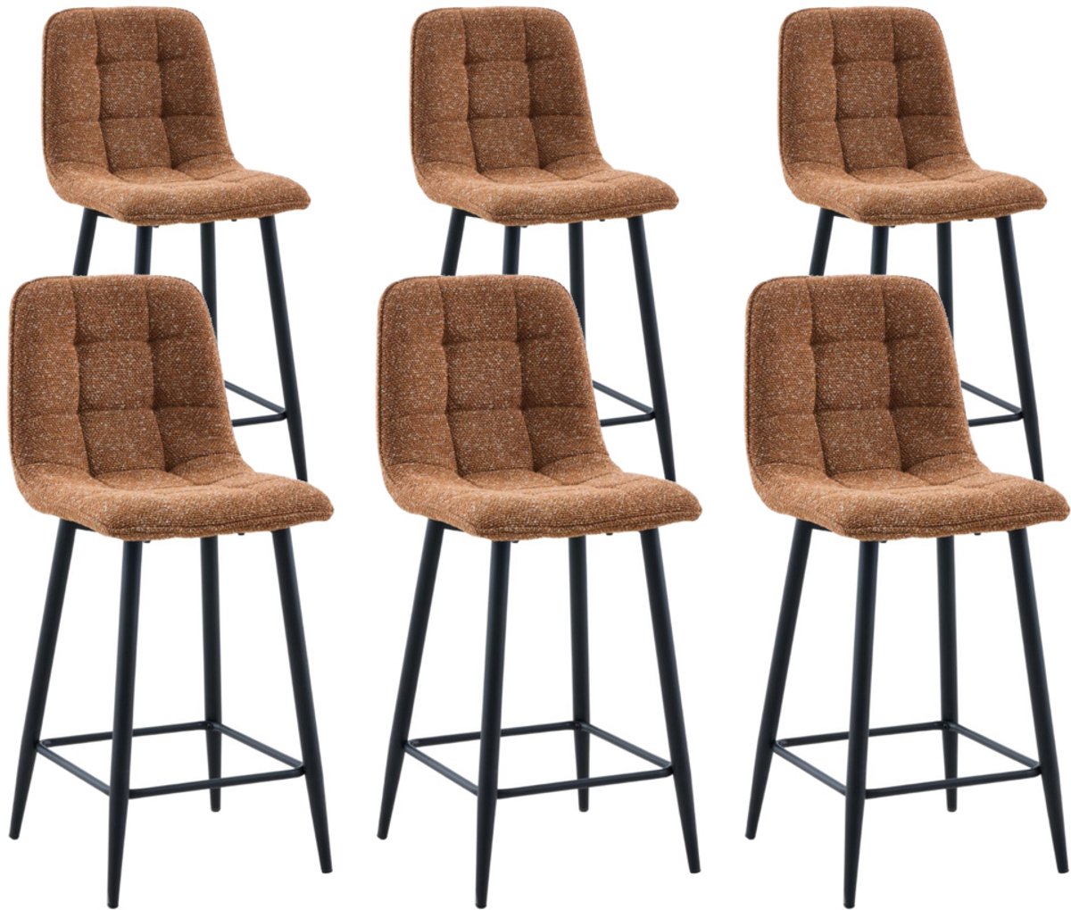 DS4U® - Hugo barkruk 65 cm - Set van 6 - Roestbruin - Stof