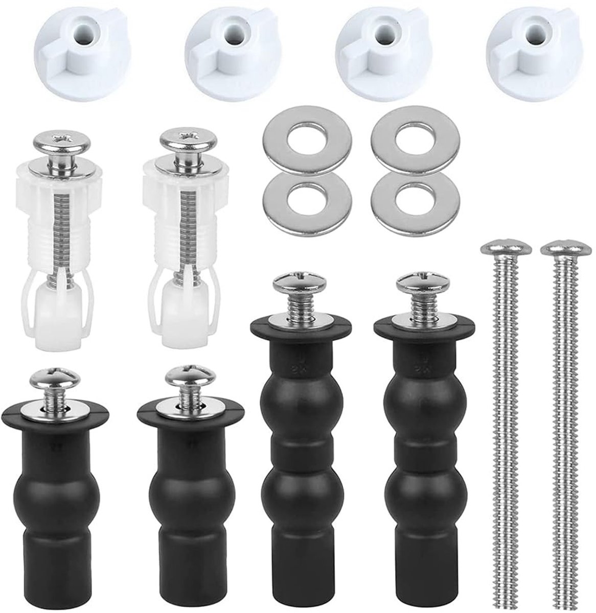 Toiletbril met RVS Scharnieren en Bevestigingsset, Universele Toiletdeksel Accessoires voor 14-18 mm Gaten, Antislip en Duurzaam