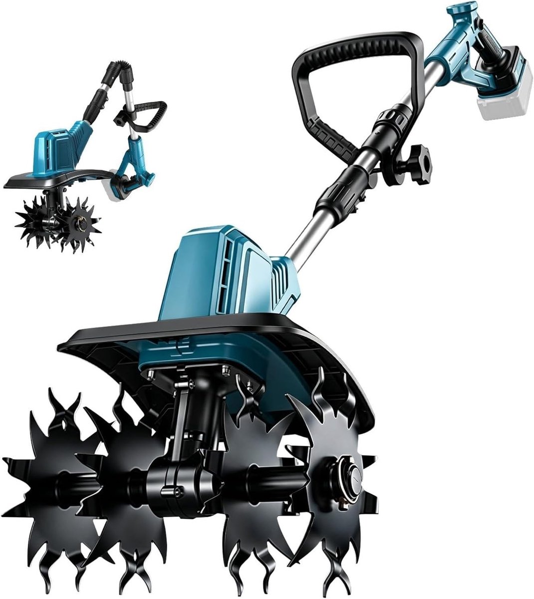 Accu-bodemhak met 500 W borstelloze motor, 20 cm werkbreedte en 16 cm werkdiepte voor tuin en landbouw, ideaal voor bloembedden en grondbewerking