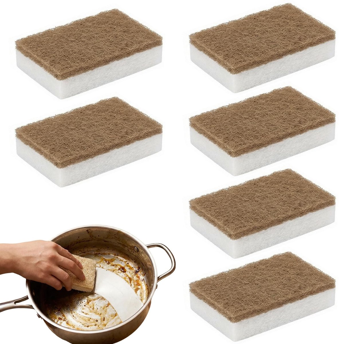 Elzusha - Set van 6 Biologisch Afbreekbare Keukensponzen