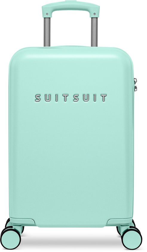 Lichtgroene handbagage koffer van SUITSUIT met uitschuifbaar handvat en wielen.