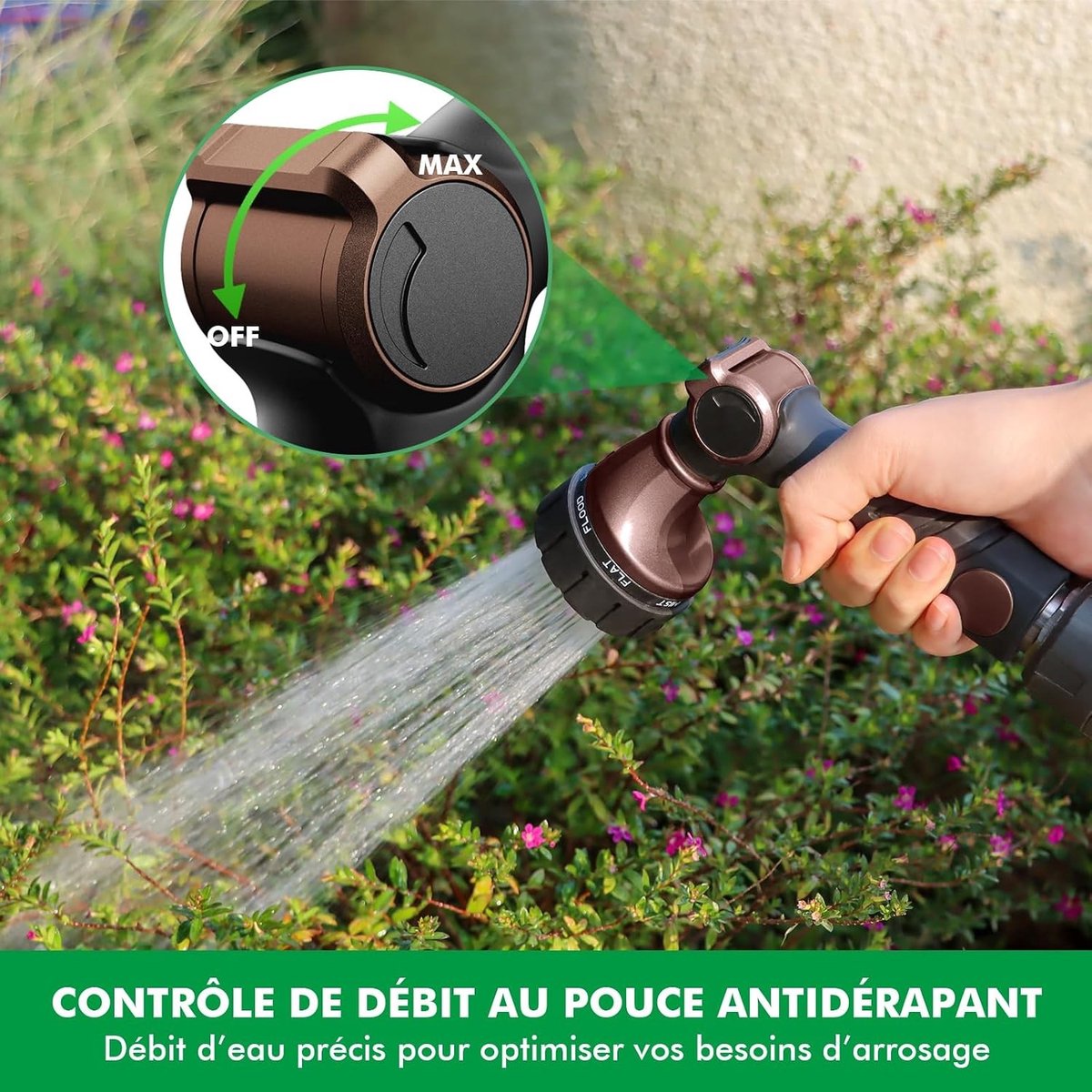 Tuinslang met Spuitpistool, Robuuste Metalen Tuinsproeier met 7 Waterpatronen, Ideaal voor Tuinieren, Auto- en Huisdierwassen