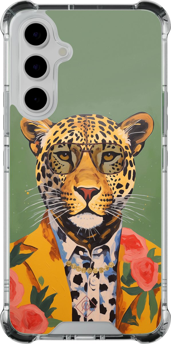 Casimoda® hoesje - Geschikt voor Samsung Galaxy A55 - Luipaard Hipster - Shockproof case - Extra sterk - - Multi, Transparant