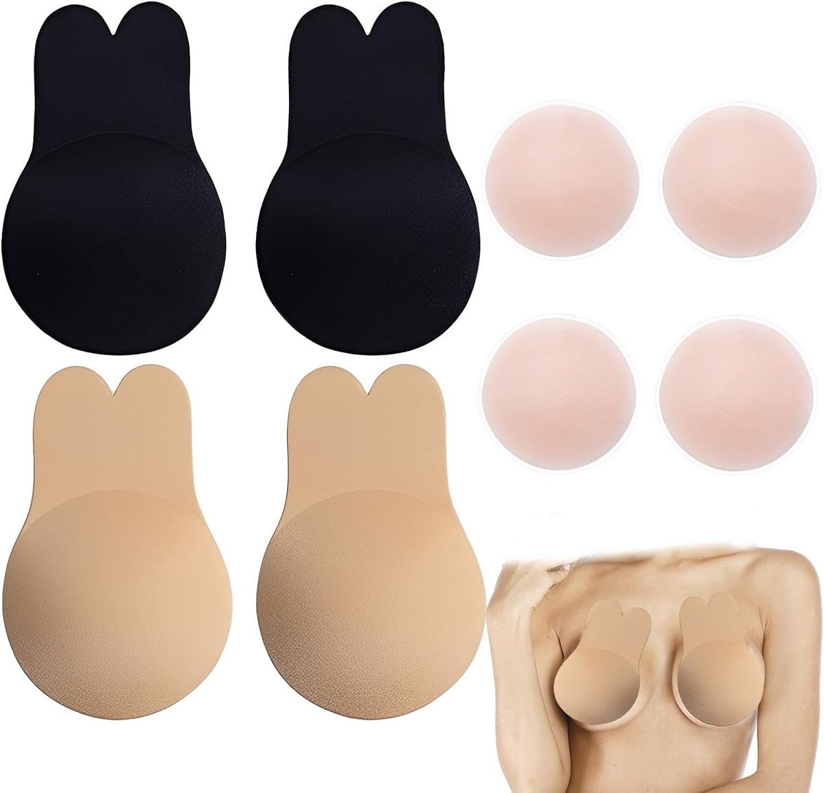 Push-up Nipple Pads – Premium Plak Bh van Zacht Silicoon, Wasbaar en Herbruikbaar, Ideaal voor Open Rug, Strapless en Diepe V-hals Jurken