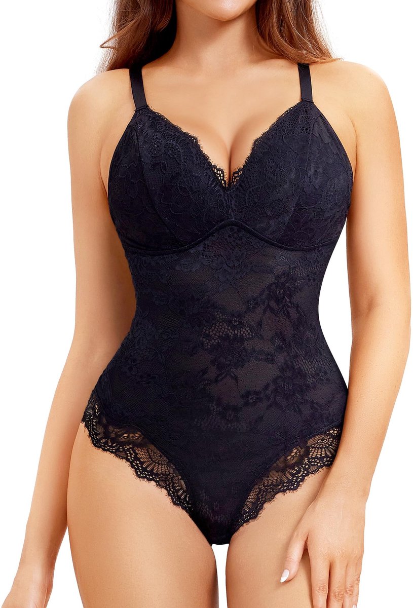 Elzusha- Figuurcorrigerend Ondergoed Lichte Compressie - Shapewear Dames - Corrigerende Bodysuit - Diepe V-hals - Comfortabele Bodyshaper