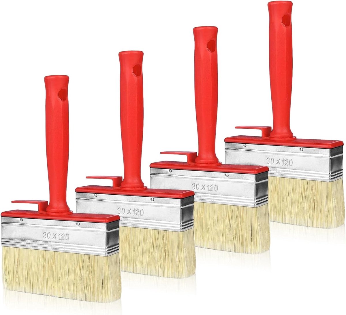 Set van 4 Platte Kwasten 120mm x 30mm voor Schilderen van Muren, Meubels en Houtwerk, Ideaal voor Glazuren en Verven