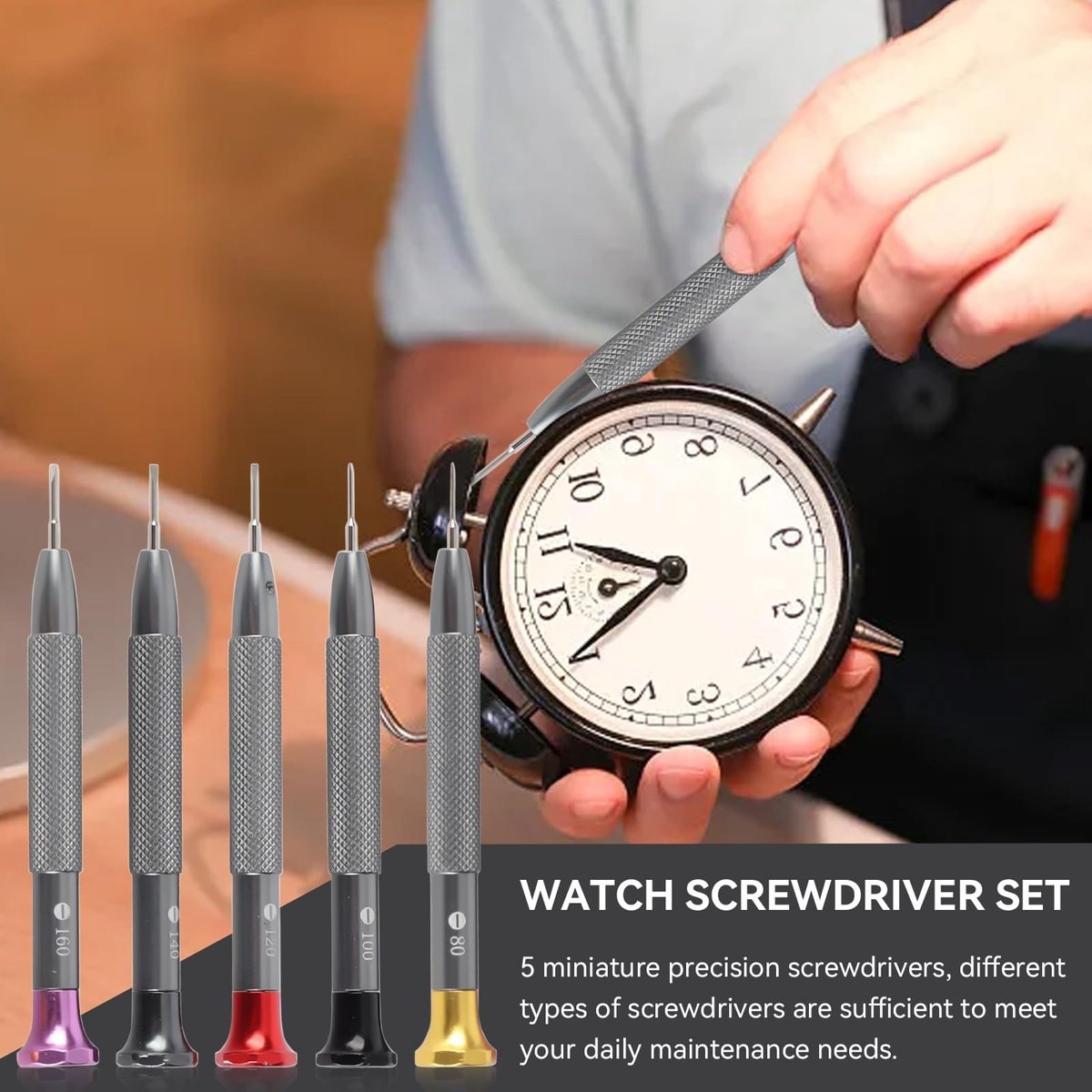 Elzusha- Schroevendraaier Set - 5-delige Precisie Set - Carbon Staal - Horloge/Bril Reparatie - Opslagdoos - Verstelbare Koppen - Horlogeschroevendraaier