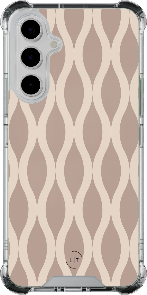 Shockproof hoesje - Geschikt voor Samsung Galaxy A55 - Abstract beige - Extra sterke case - TPU/polycarbonaat - - Multi, Transparant
