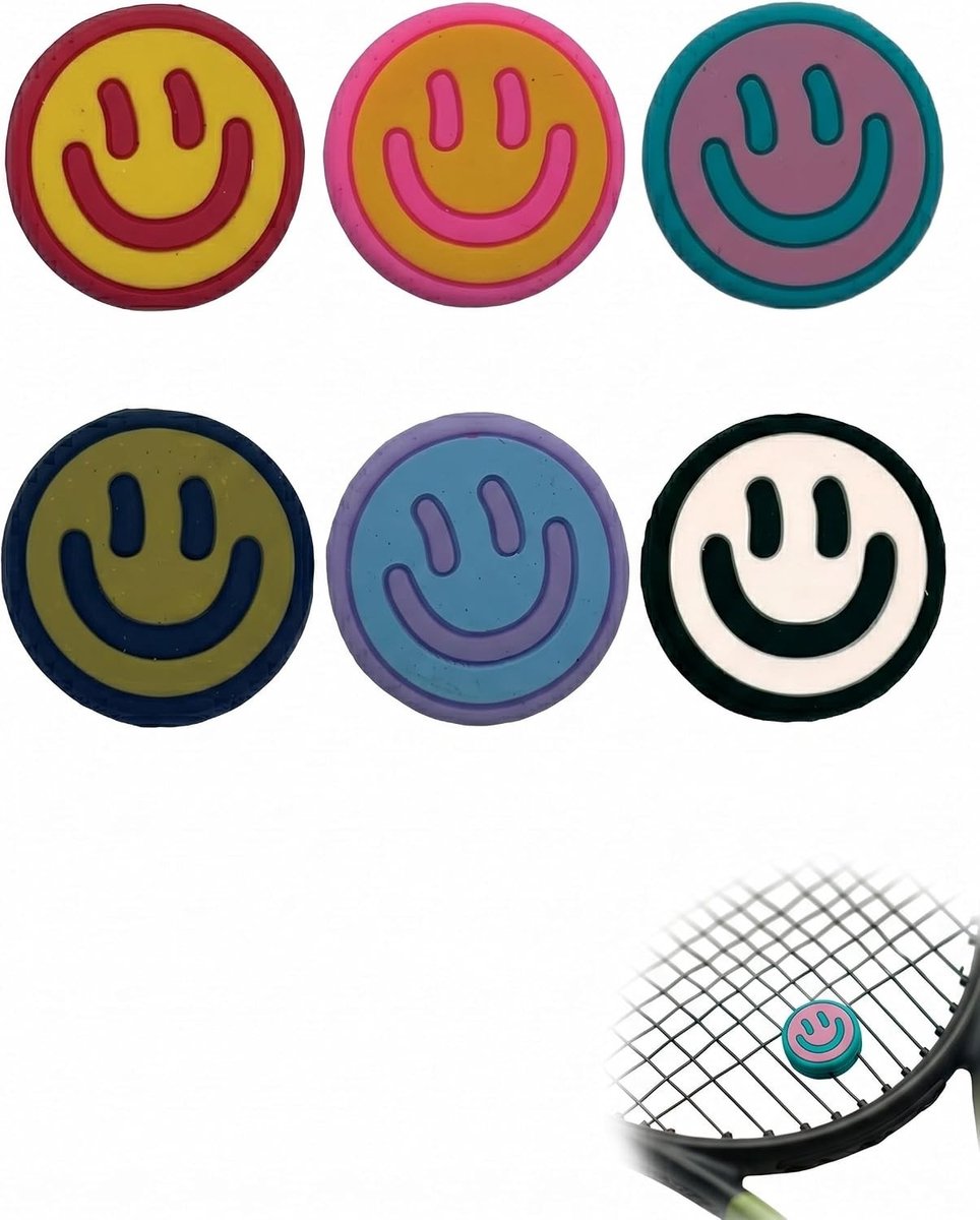Tennisracket dempers in 6 kleuren van silicone - trillingsdempers voor optimaal speelcomfort en vermindering van schokken en vibraties.