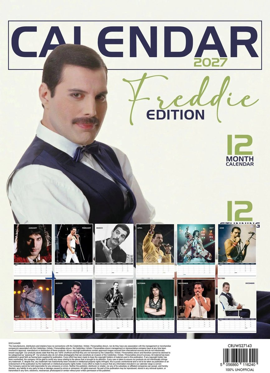 Freddie Mercury A3 Kalender 2027
