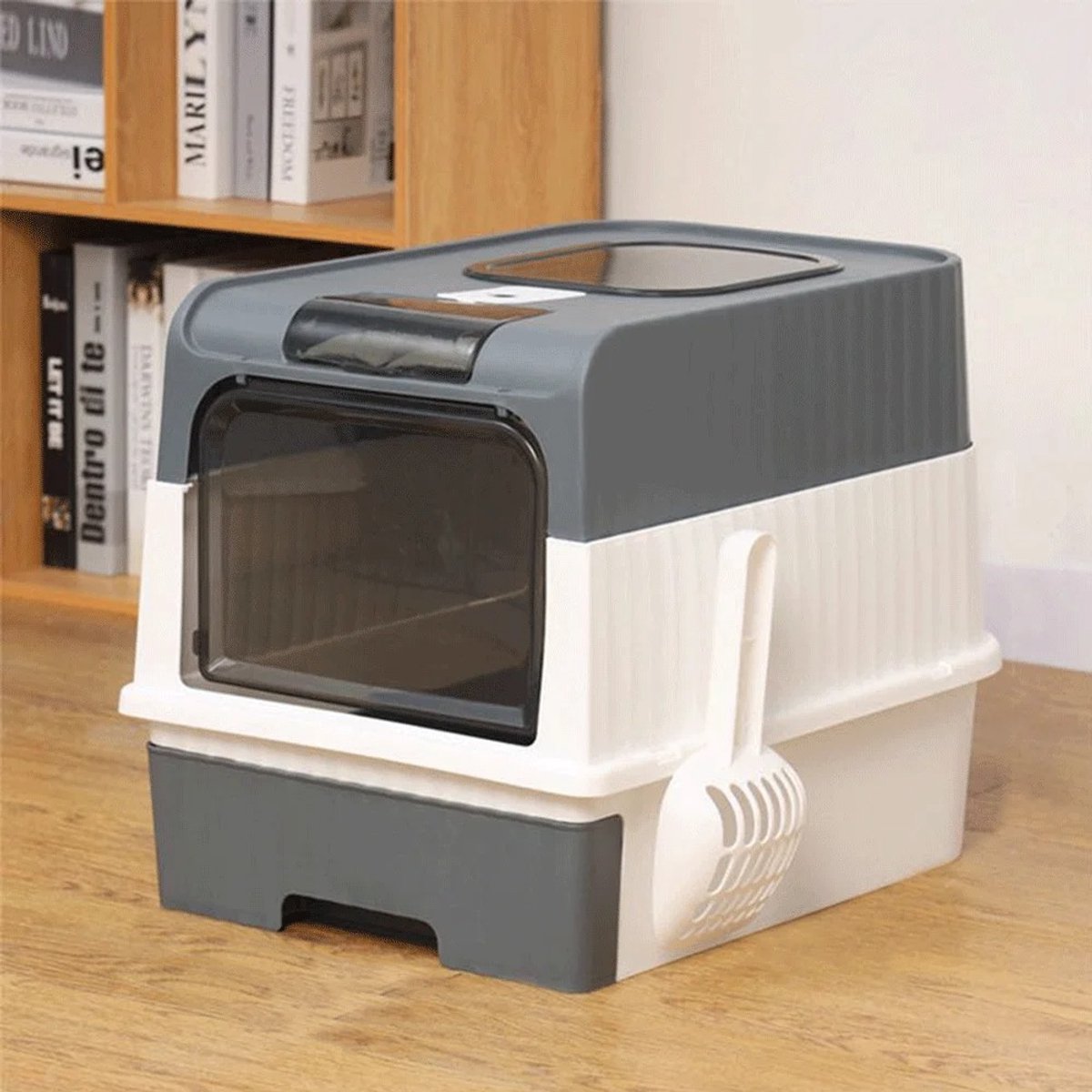 Geargalaxy Kattenbak - Gesloten Kattenbak - Katten toilet - Kattenhuis - Kattenbakmeubel - Toilet voor Katten - 15 kg - Grijs