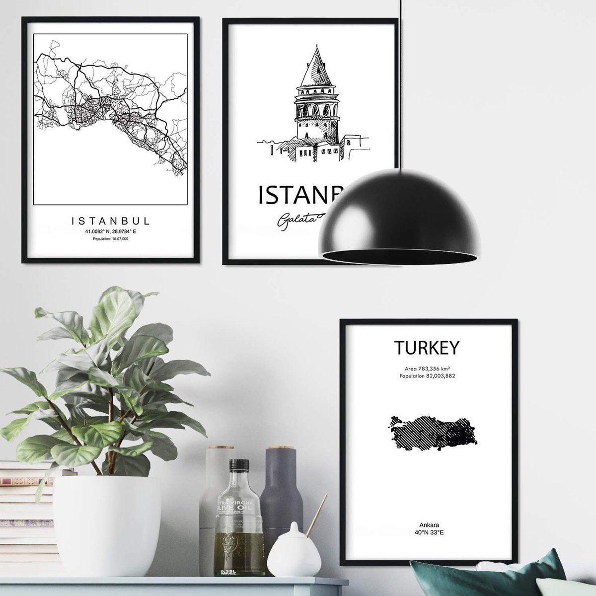 Elzusha - A3 Stadsposter van Istanbul met Galata Toren