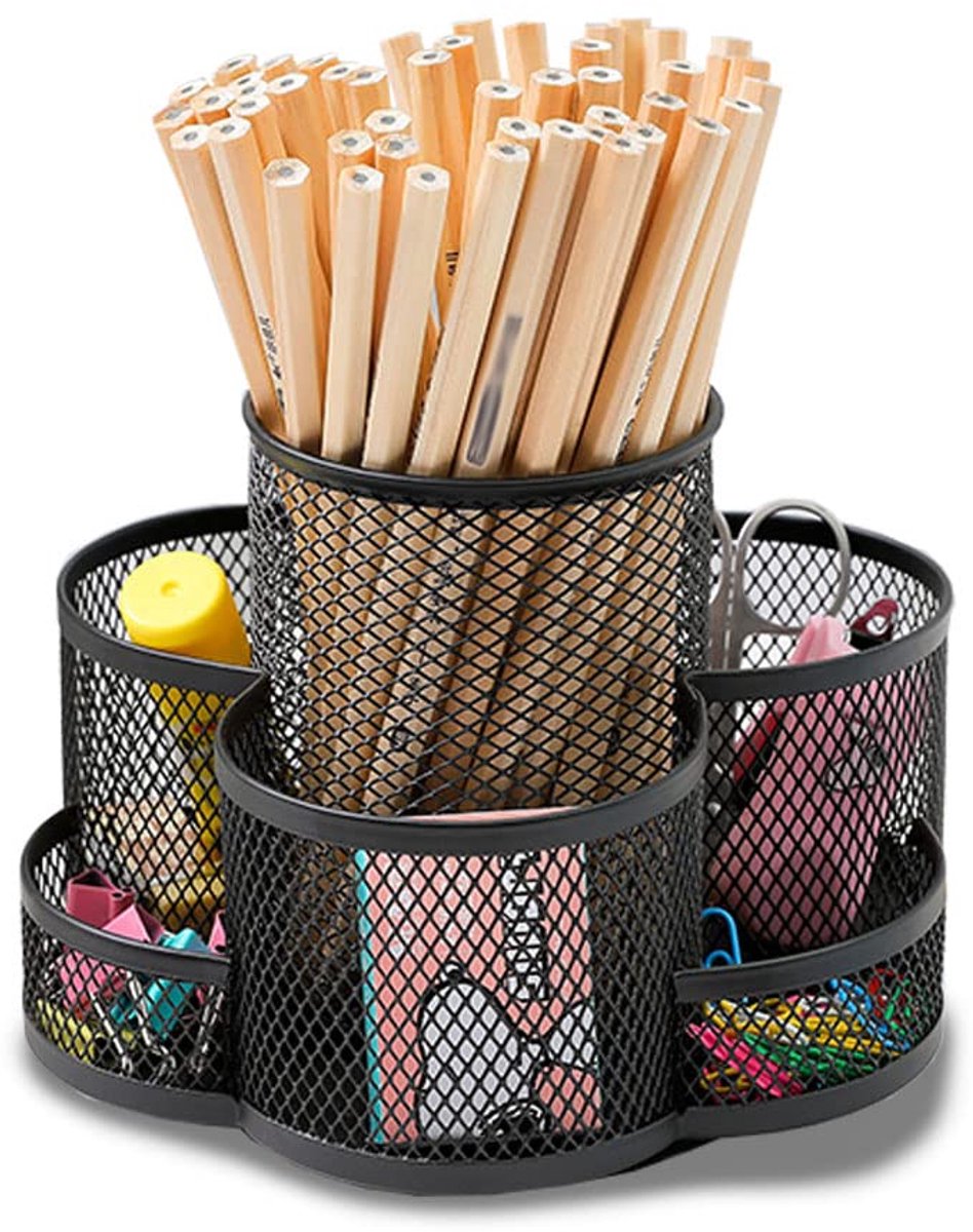 Elzusha - 360° Rotatie Multifunctionele Penhouder - Bureau Caddy met 7 Compartimenten