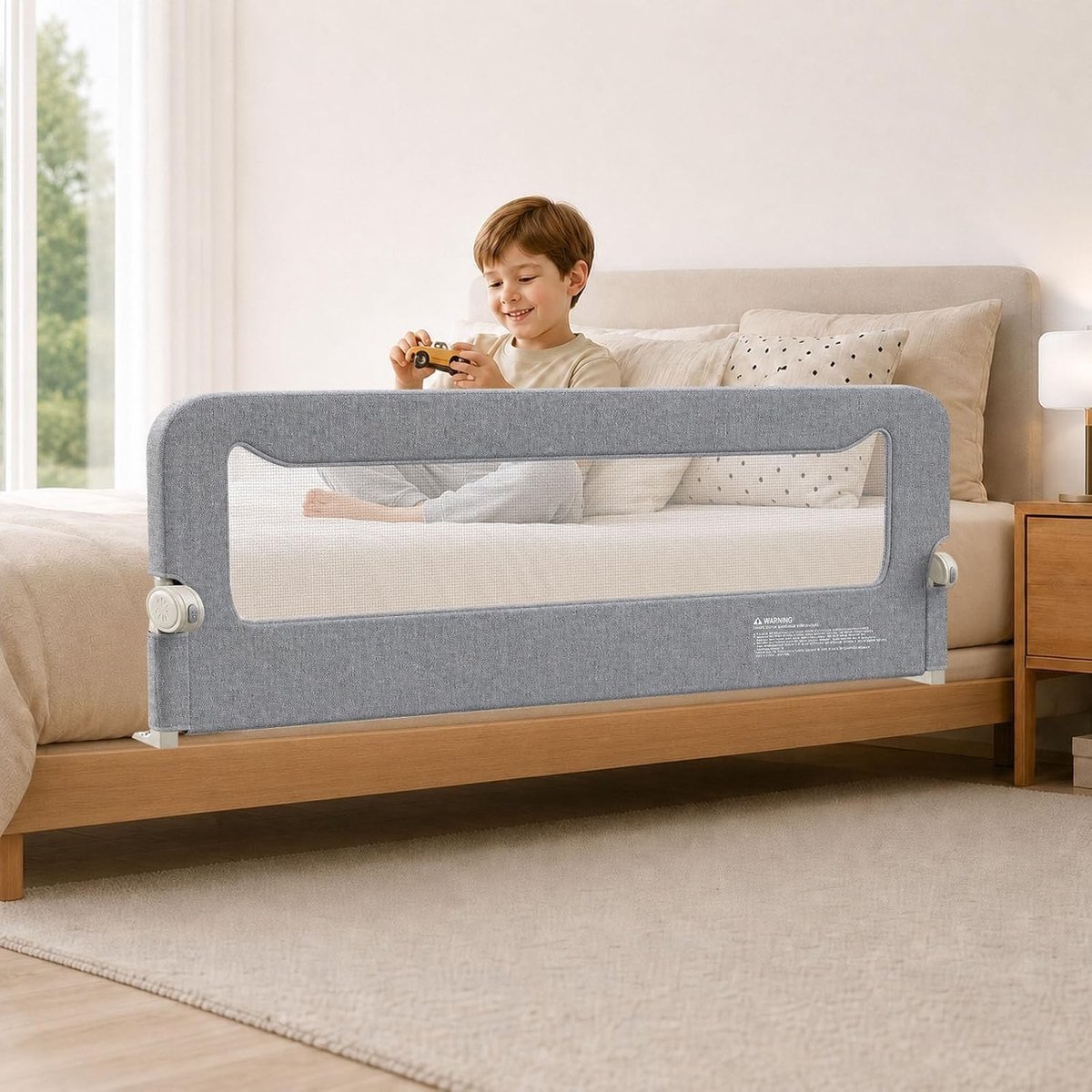 Inklapbaar bedhek met intrekbaar openingssysteem, 150 cm valbeveiliging, versterkt stalen frame, geschikt voor verstelbare bedframes en veilig slapen