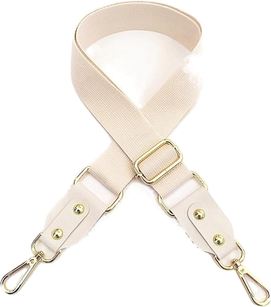 Verstelbare Schouderband van 80-130 cm, 3.8 cm Breed, Vervangingsriem met Karabijnhaak voor Handtassen, DIY Tasaccessoires in Beige