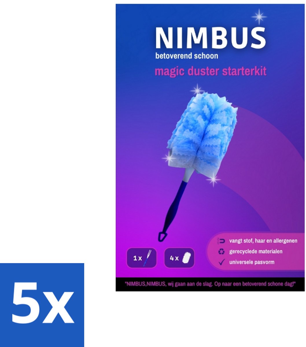 NIMBUS Magic Duster Starterkit Handvat + 4 Navullingen 1 set - Bulkverpakking - 5 stuks