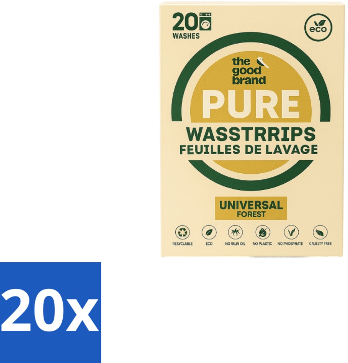 The Good Brand - Wasstrips - Forest - 20 wasbeurten - Bulkverpakking - 20 stuks