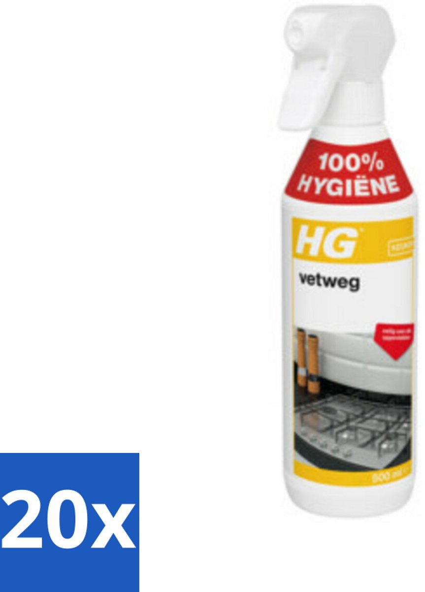20 x HG - Vetweg - Maximale Reinigingskracht - 500 ml - Voordeelverpakking - 20 stuks